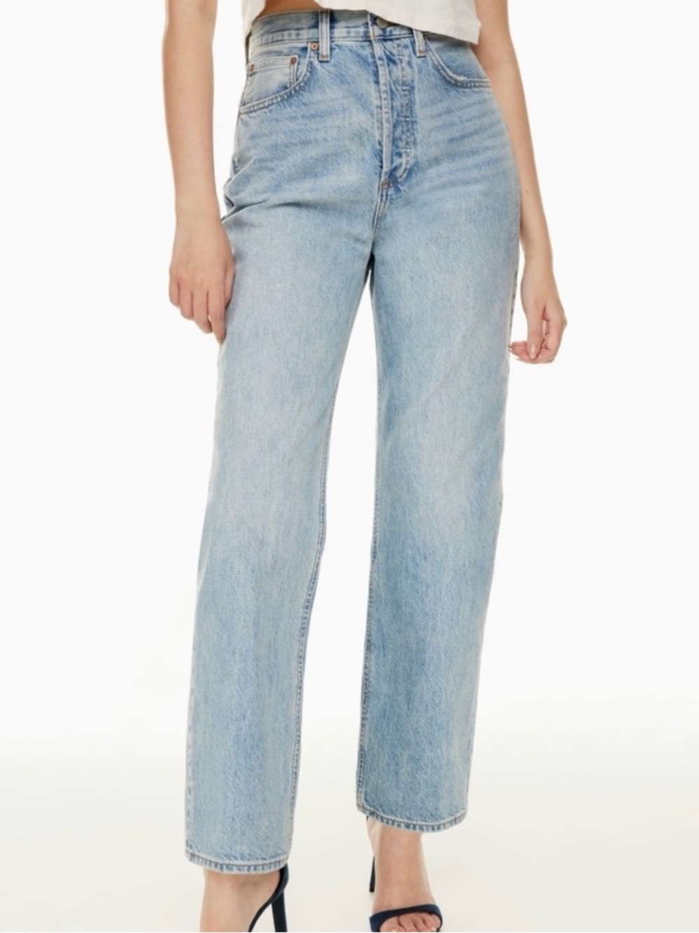 Aritzia Denim Forum The Joni High Rise Loose Jean 7 Yrs Pctr Ths Bleu